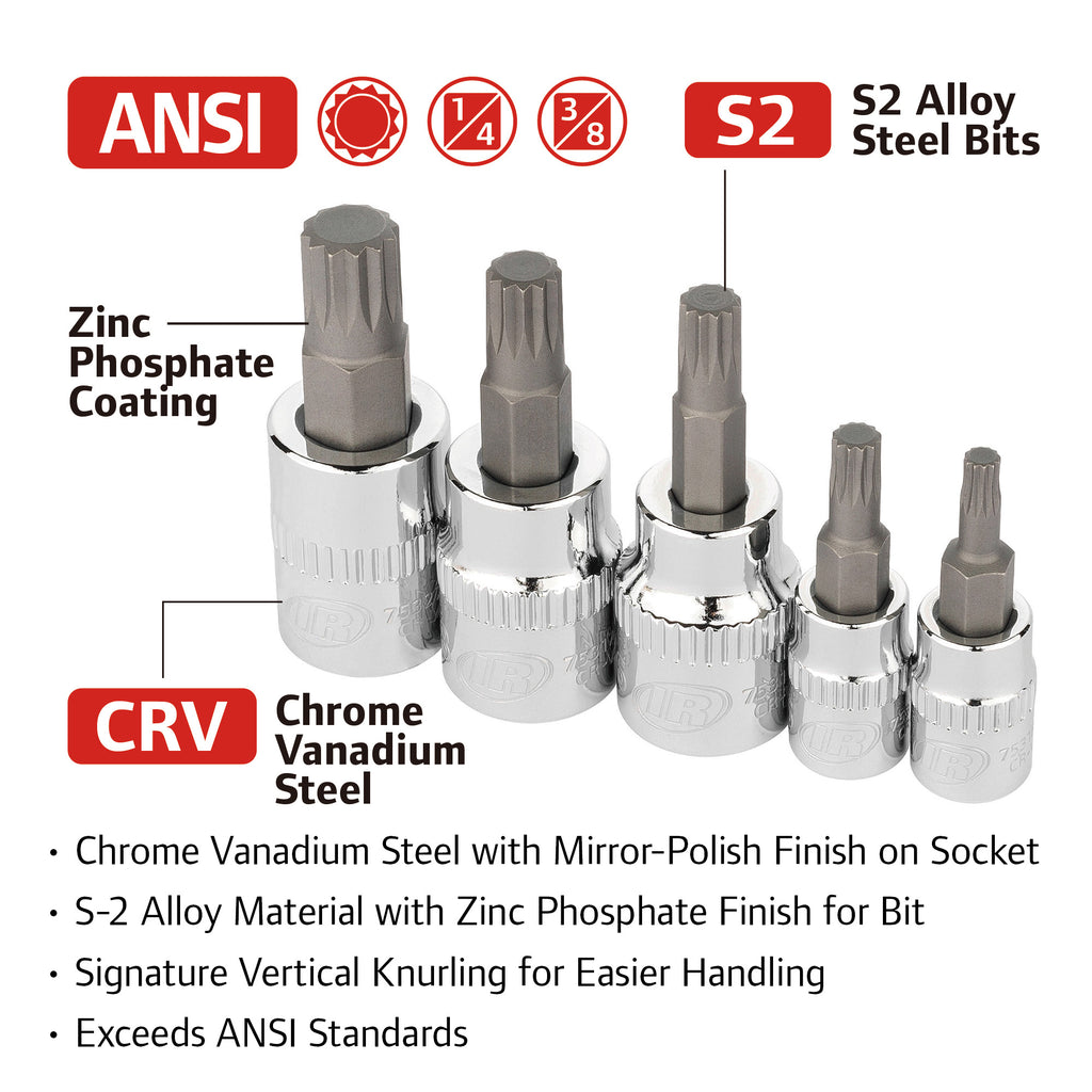 3BOX セット 5 Piece Triple Square XZN Bit Socket Set – Ingersoll Rand Hand Tools