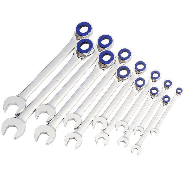 13 Piece SAE Reversible Ratcheting Wrench Set
