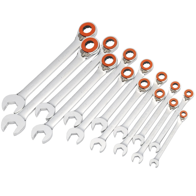 14 Piece Metric Reversible Ratcheting Wrench Set