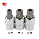 3 Piece 1/2 Inch Drive Triple Square XZN Tamper-Proof Bit Socket Set