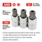 3 Piece 1/2 Inch Drive Triple Square XZN Tamper-Proof Bit Socket Set