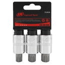 3 Piece 1/2 Inch Drive Triple Square XZN Tamper-Proof Bit Socket Set